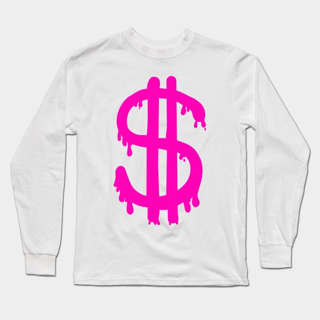 preppy pink money symbol Long Sleeve T-Shirt by gdm123